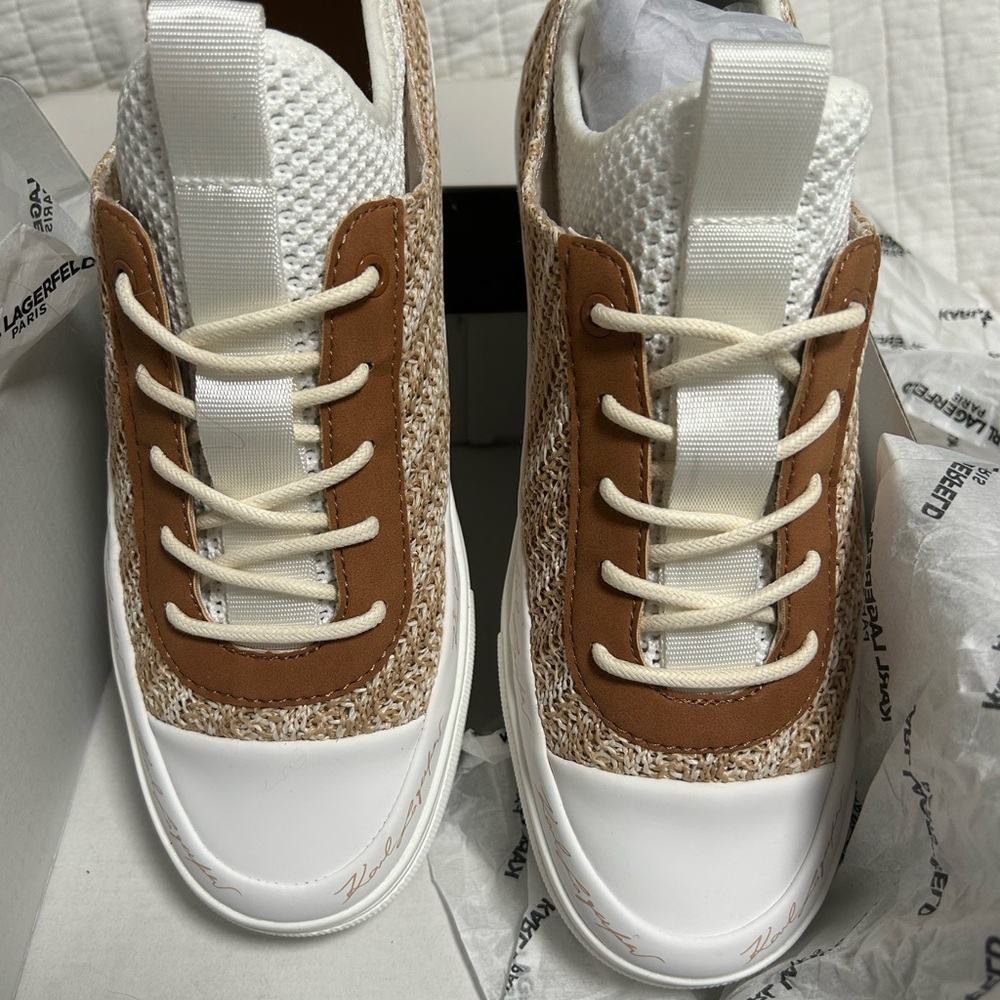 Karl Lagerfeld Paris - Two tone -Cream Casual Sneakers . Perfect for summer.